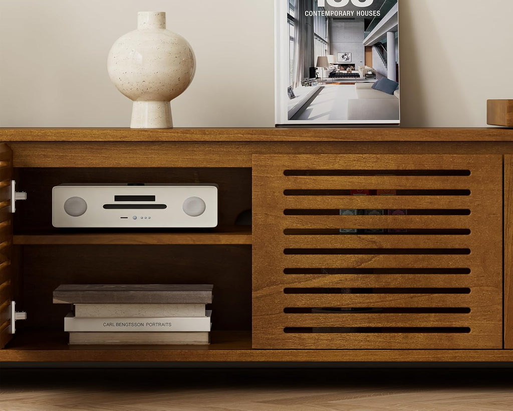 Mid Century Modern TV Stand,Extendable Entertainment Center for 65/70/75/80 Inch TV,Media Console for Living