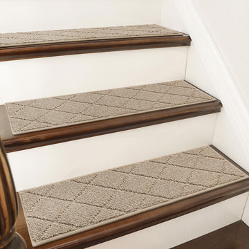 Edging Non-Slip Carpet Mat 28inX9in, 15pc, Beige