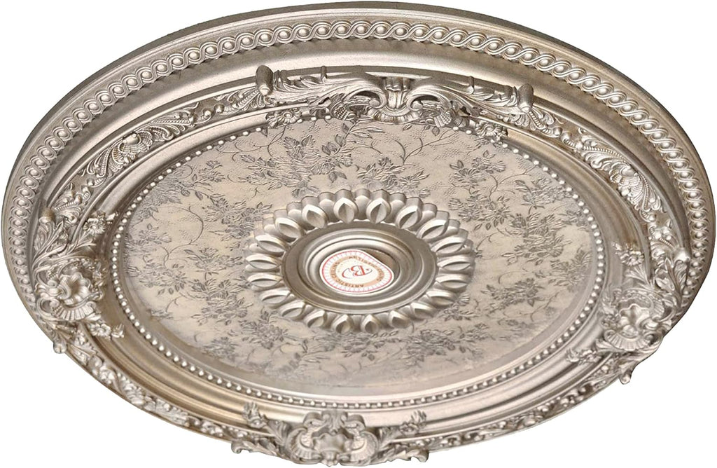 Petite Round Chandelier Ceiling Medallion or Fan Medallion, 24 Inches, Champagne