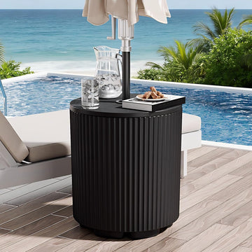 Outdoor Umbrella Stand with Hole, in Pool Umbrella Stand with Weighted Water Filled Bladder
