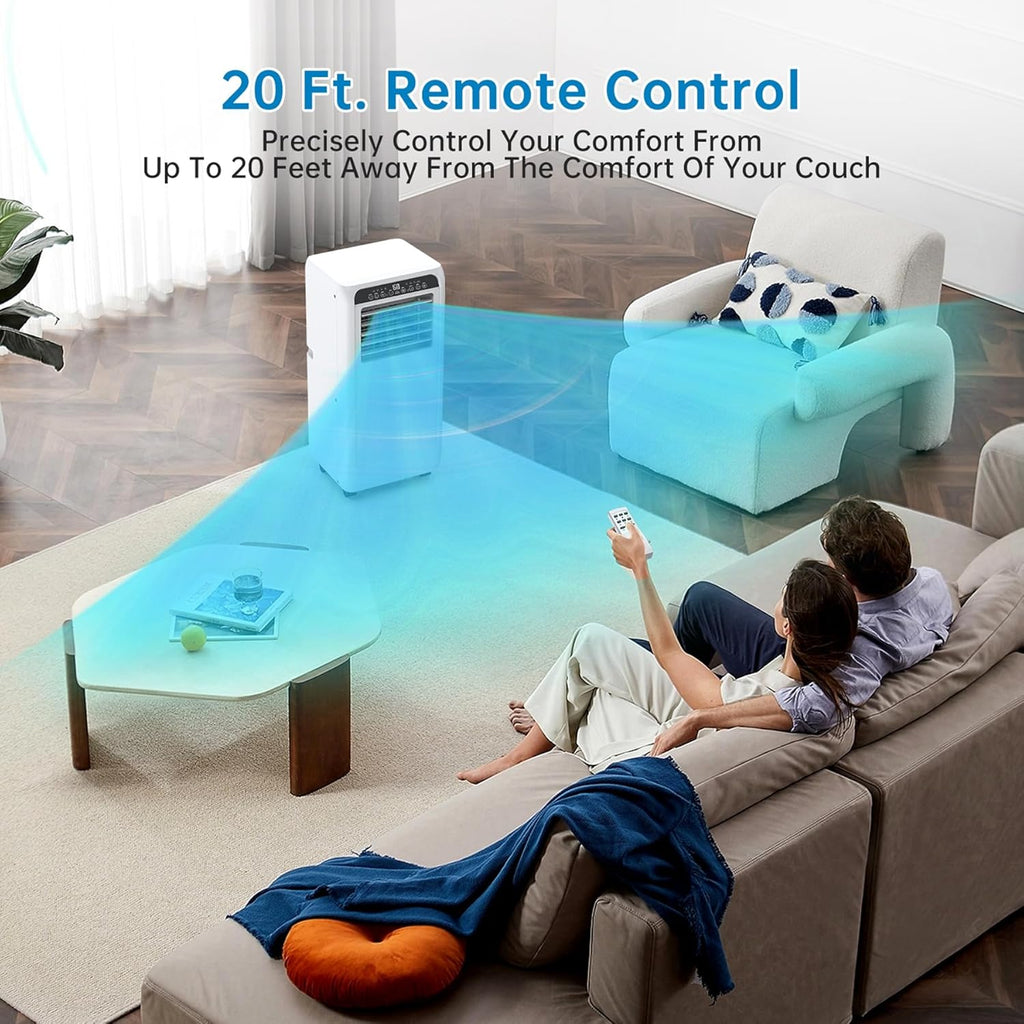 8000 BTU Portable Air Conditioner, 3 in 1 AC Unit for 350 Sq.Ft. with Built In Dehumidifier, 2 Speed Fan, Timer