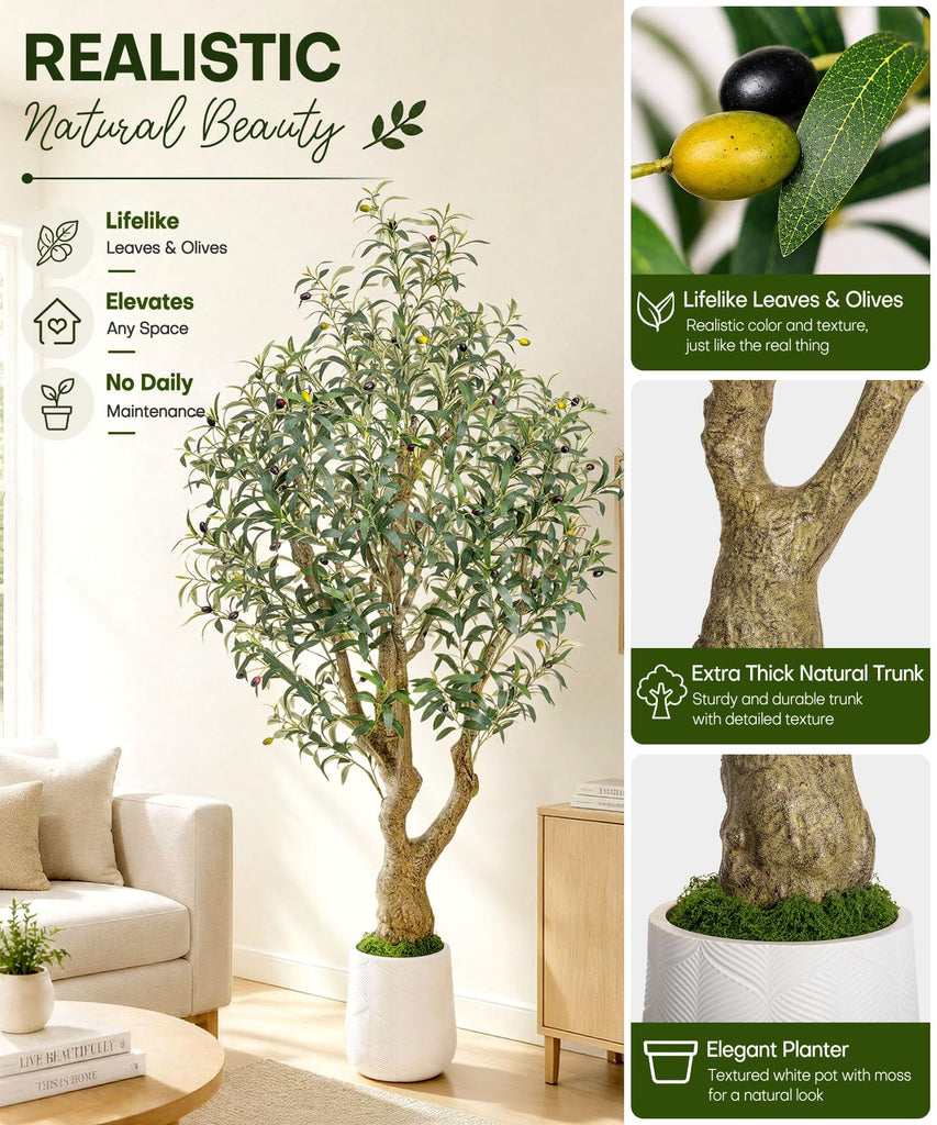 6ft Artificial Olive Tree: Large Lifelike Plant