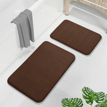 Memory Foam Bathroom Rugs Sets 2 Piece - Super Soft Absorbent Quick Dry Bath Mat Set, Machine Washable Non Slip Floor