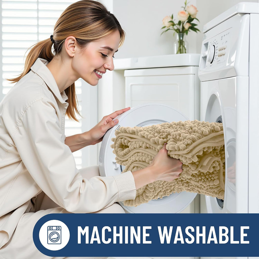 Bathroom Rugs Sets 2 Piece (30x20+24x16), Extra Soft Bath Mats | Beige Soft Absorbent, Rubber Backing Machine