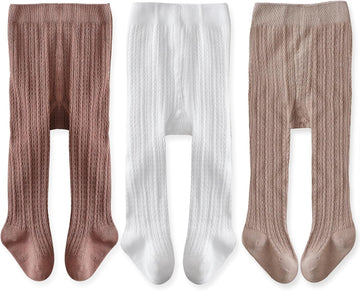 Baby Girl Tights Cable Knit Cotton Seamless Footed Leggings