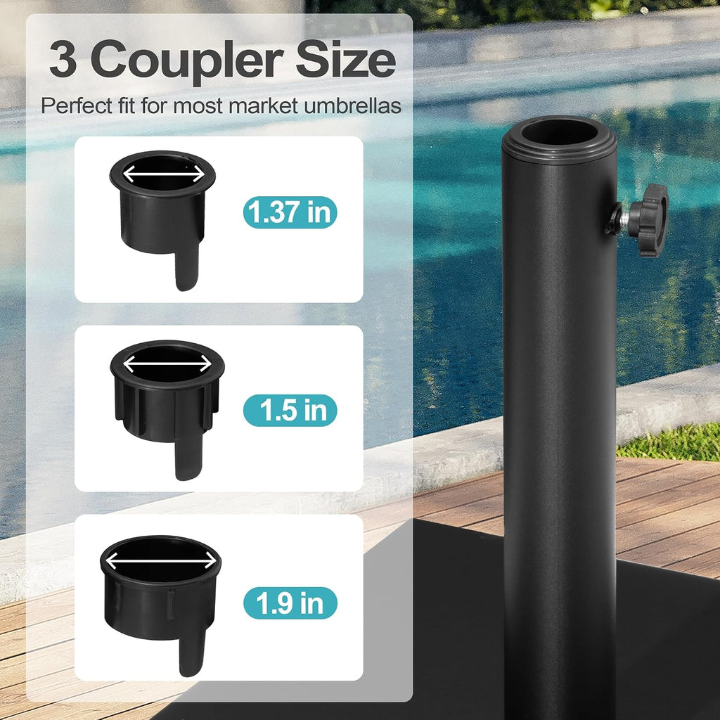 43lb Patio Umbrella Base Stand, Outdoor Square Concrete Stand Heavy Duty Market Umbrella Pole Holder, Black