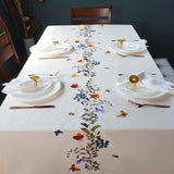 Embroidered Cotton Tablecloth 60 x 90 Inch Rectangle - Washable & Colorfast Table Cover, Farmhouse, 