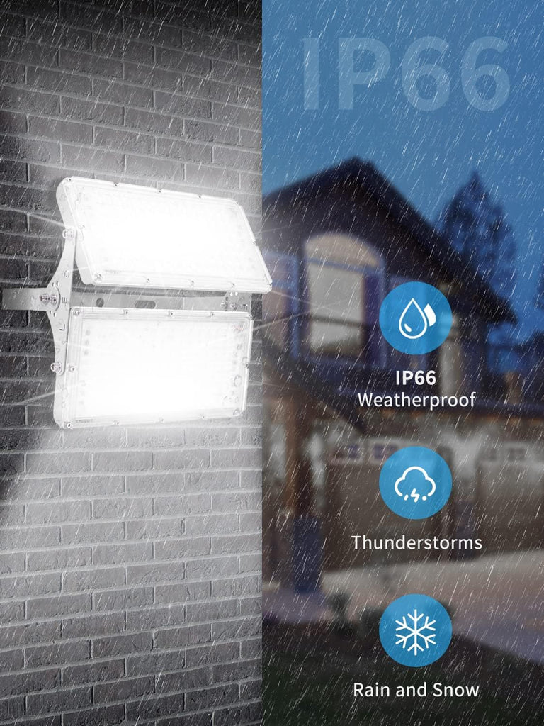 4 Packs 200W LED Flood Lights Outdoor, Waterproof IP66 20000LM 6500K Daylight White Security Floodlights, Super
