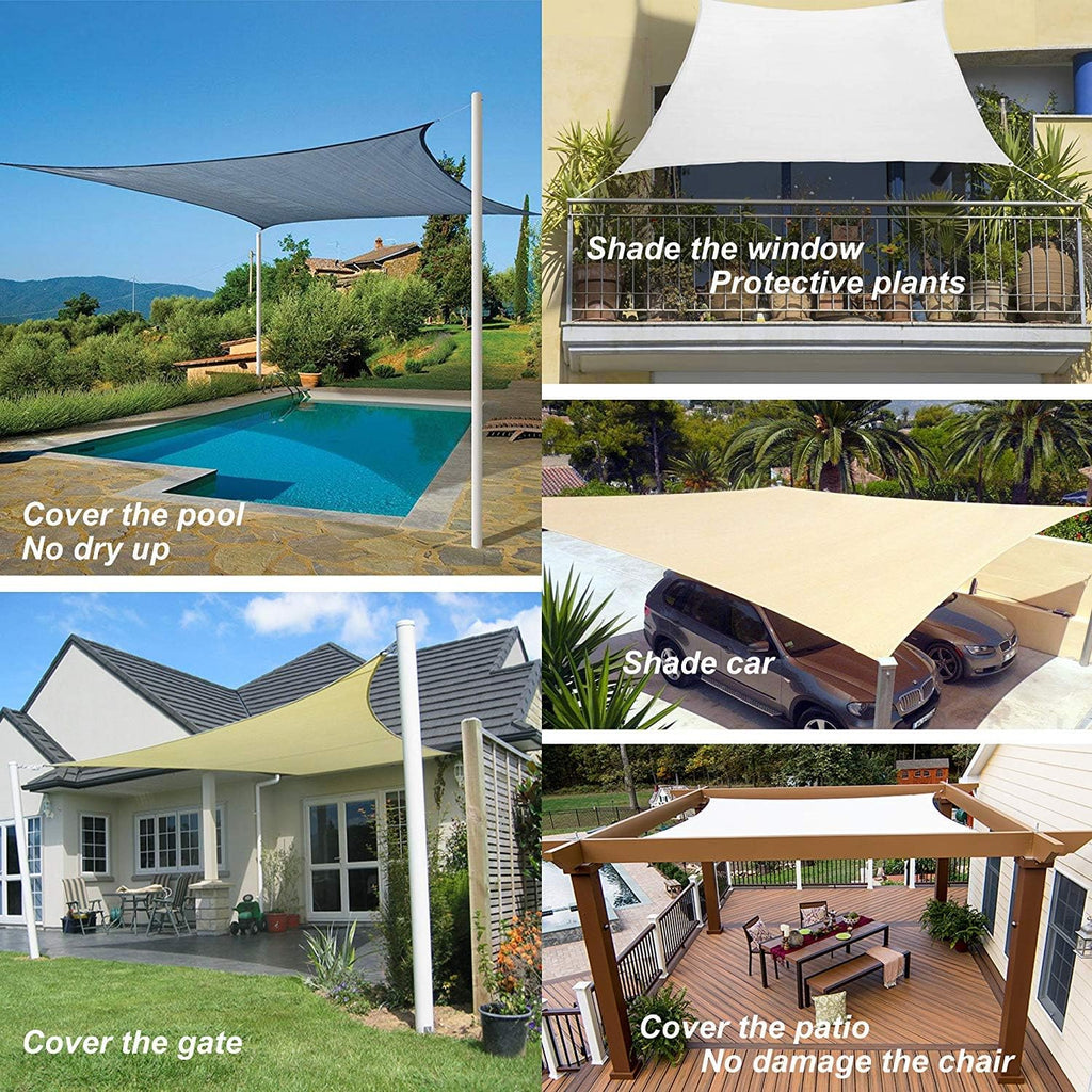Sun Shade Sail Canopy 16' x 24',Rectangle Shade Cloth UV Block Sunshade Fabric - Outdoor Cover Awning Shelter for