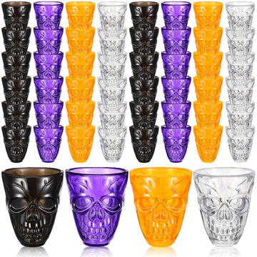 48 Pieces Skull Shot Glasses Plastic Halloween Party Drinkware