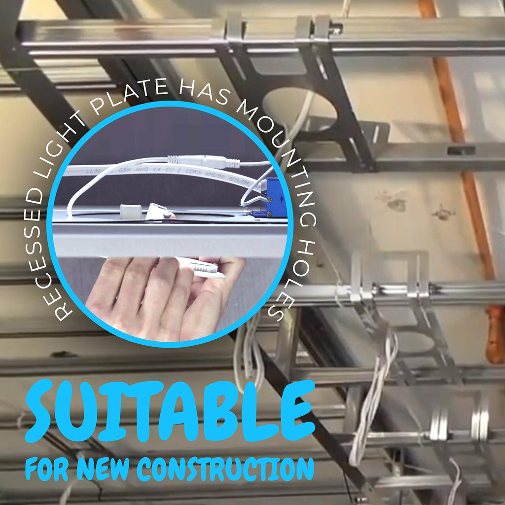 6 Pack - New Construction Mounting Plate for 6 Inch LED Downlight - Slim Steel Rough in Plate/Bracket - Made