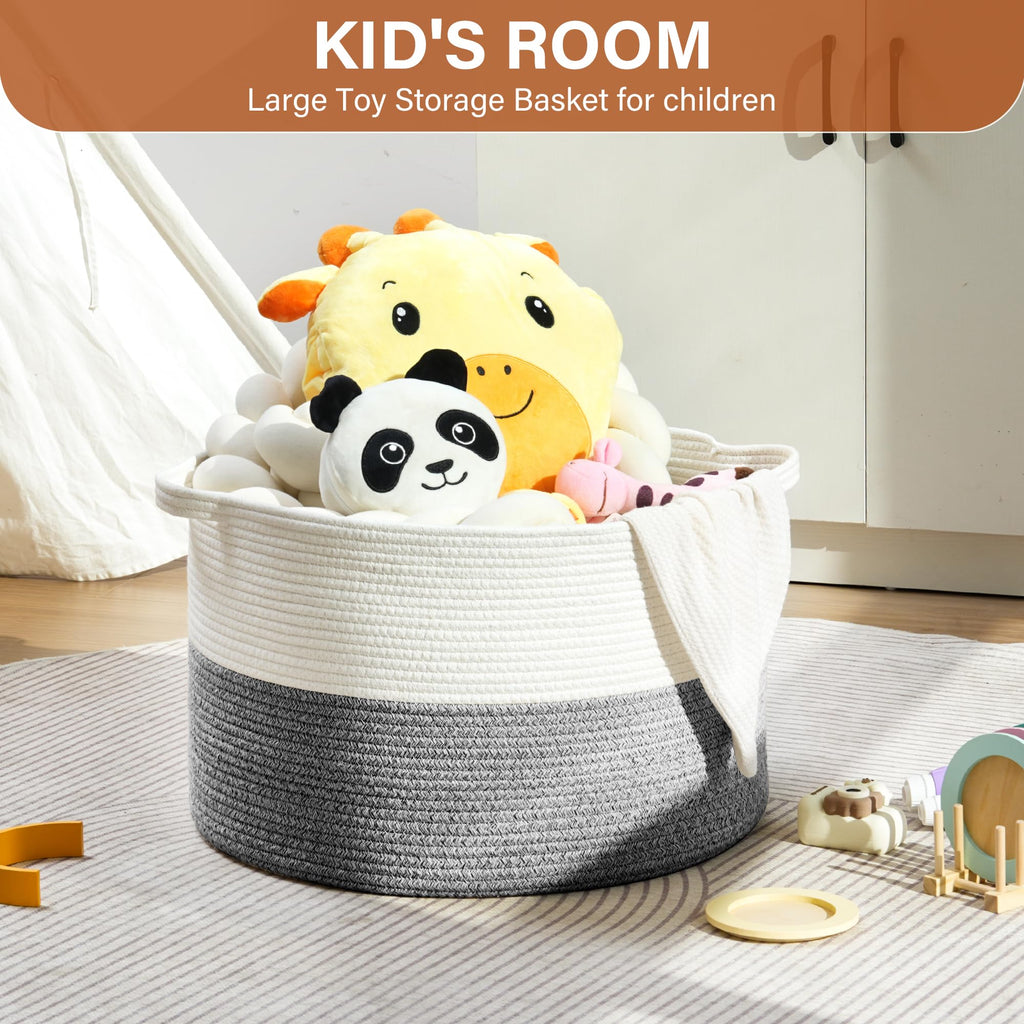 Foldable Laundry Hamper Basket with Collapsible Handle Cotton Rope Soft Woven Fabric Storage Organizer Clothes Toys
