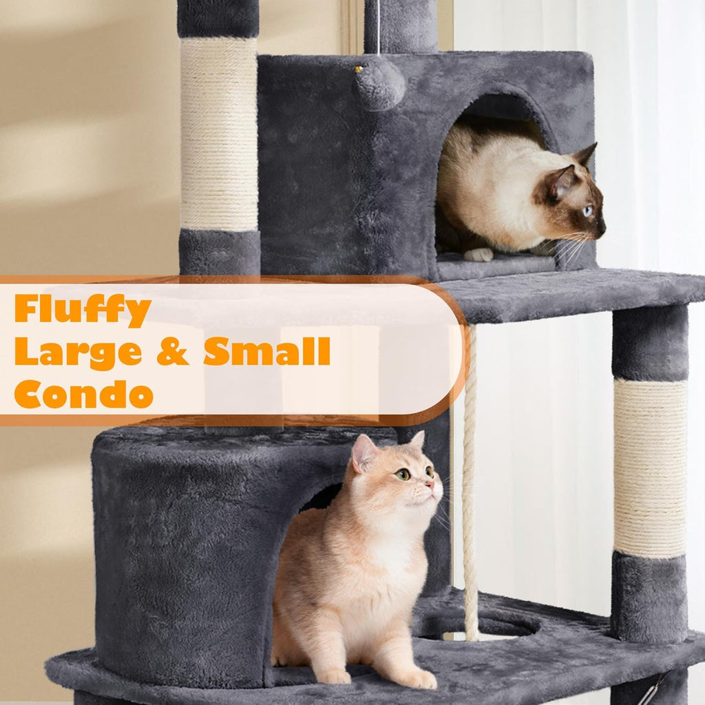 62.5inches Cat Tree Cat Tower Cat Condo with Platform & Hammock