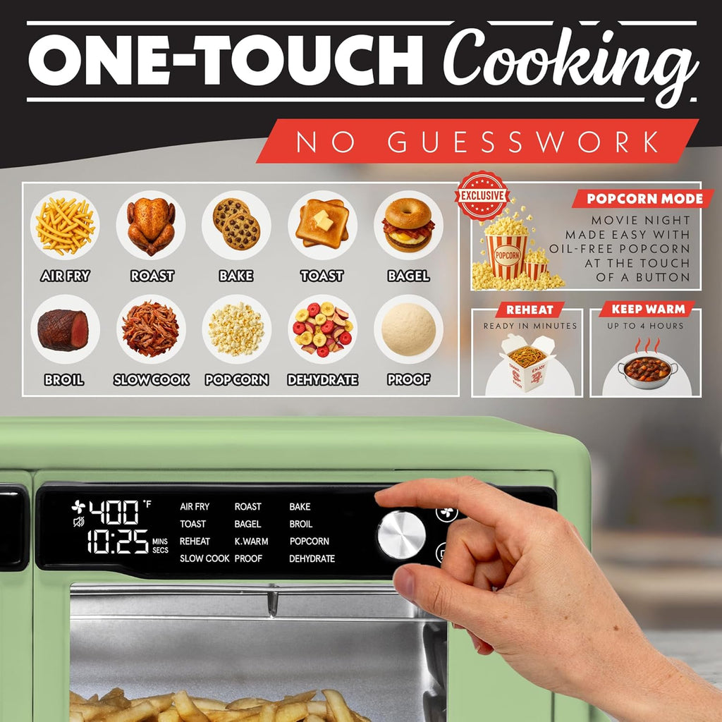 French Door Air Fryer Oven - 37 Qt Large Capacity Convection Toaster Oven, FryForce 360°, Digital Display, 12 Cooking