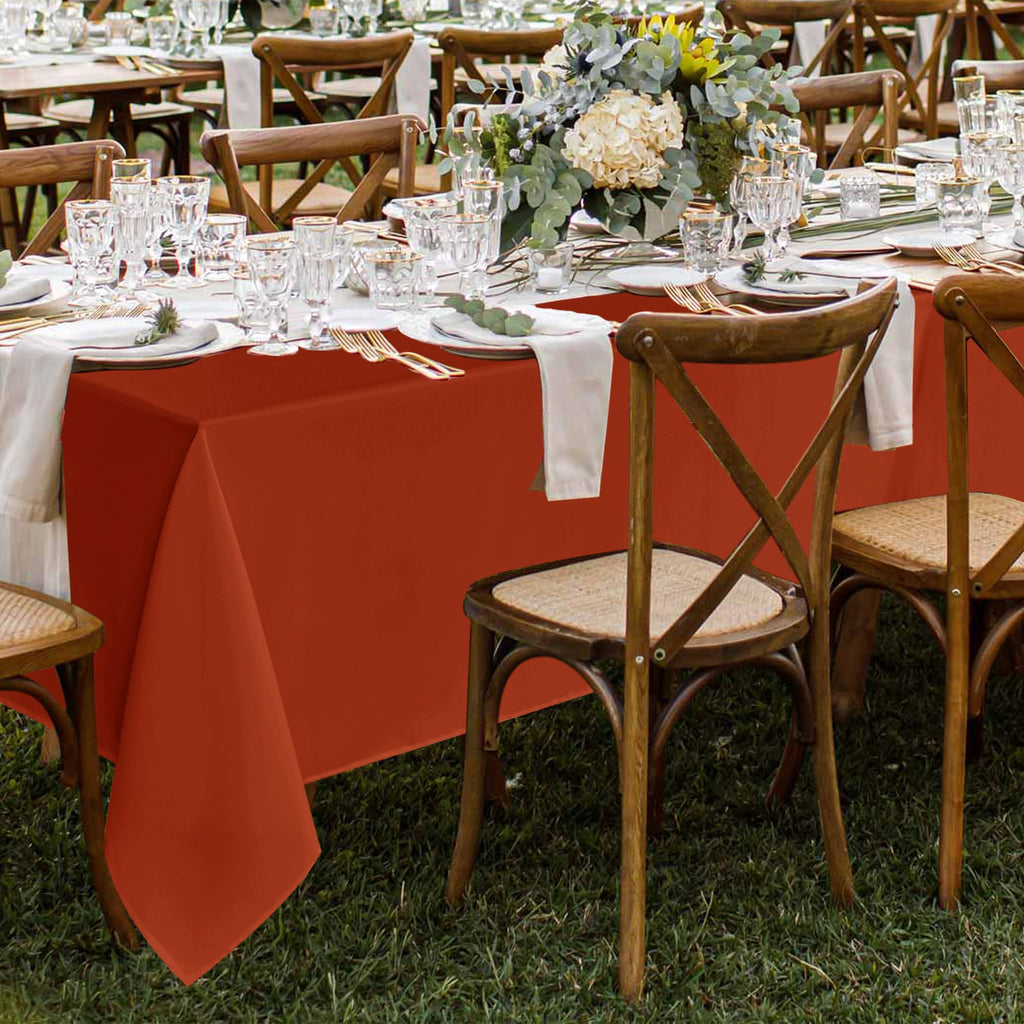 8 Pack Rust Tablecloths 60x102 Inch for 6 Ft Rectangle Tables