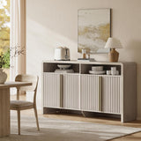 59" Sideboard Buffet Cabinet with Storage, Modern Fluted 4-Door Credenza Accent Cabinet with Open Storage Shelf