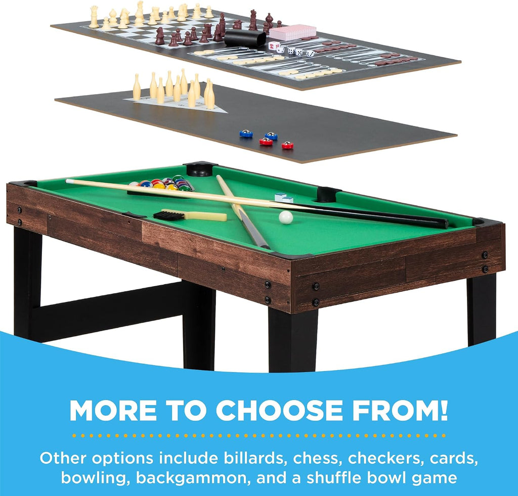 2x4ft Combo Game Table Set for Home, Game Room, Friends & Family w/Hockey, Foosball, Pool, Shuffleboard, Ping Pong