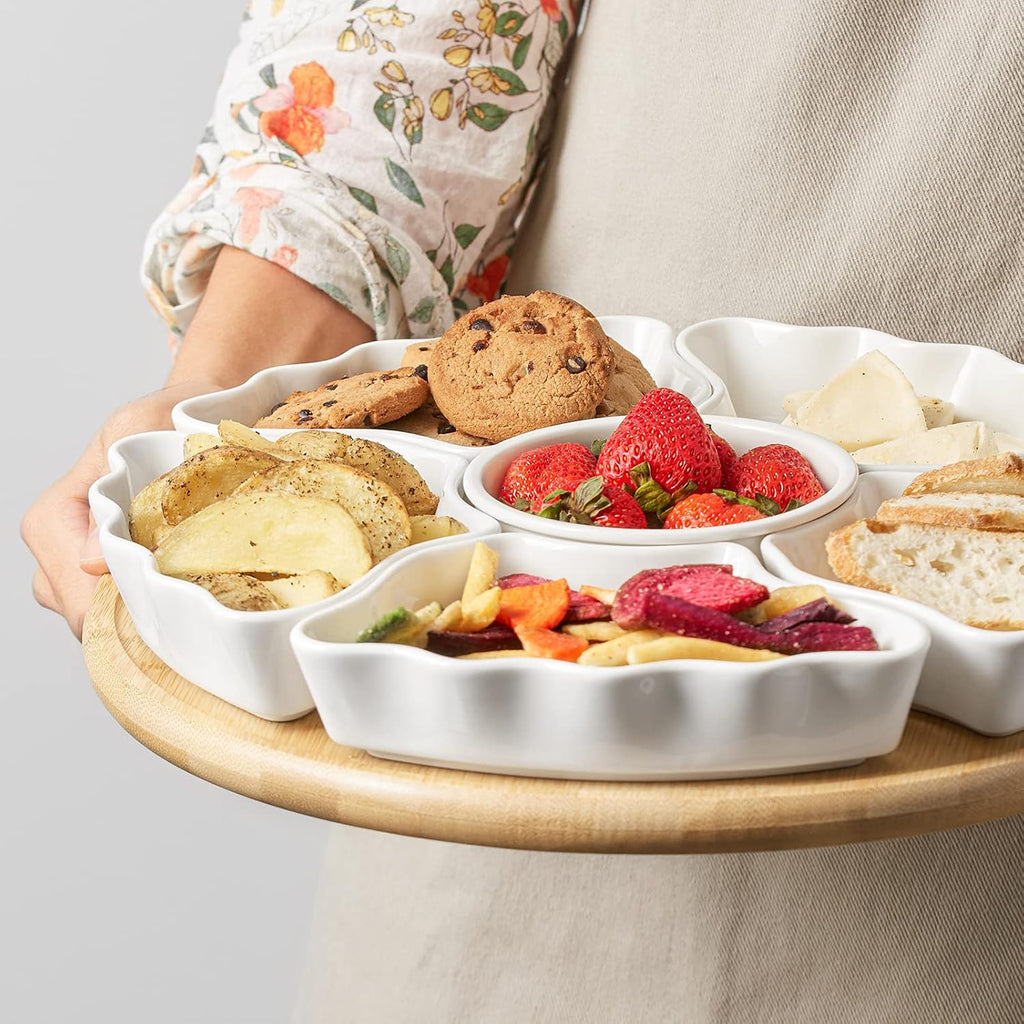 360° Rotatable Serving Tray and Platters, 12 Inch Divided Serving Bowls for Party, Kitchen Decor, Removable Serving