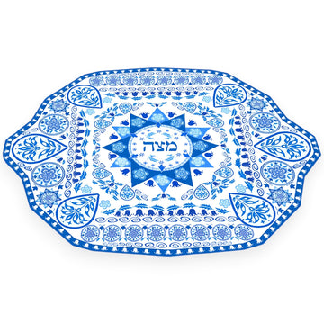 Passover Seder Matzo Plate Ornate Renaissance Pattern by Artist Jessica Sporn - 10.5" Square Matzah Tray with