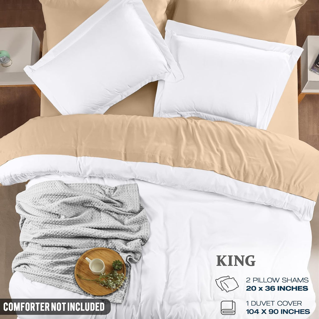 Duvet Cover - 3 Piece with Zipper Closure - 1 Comforter Cover & 2 Pillow Shams