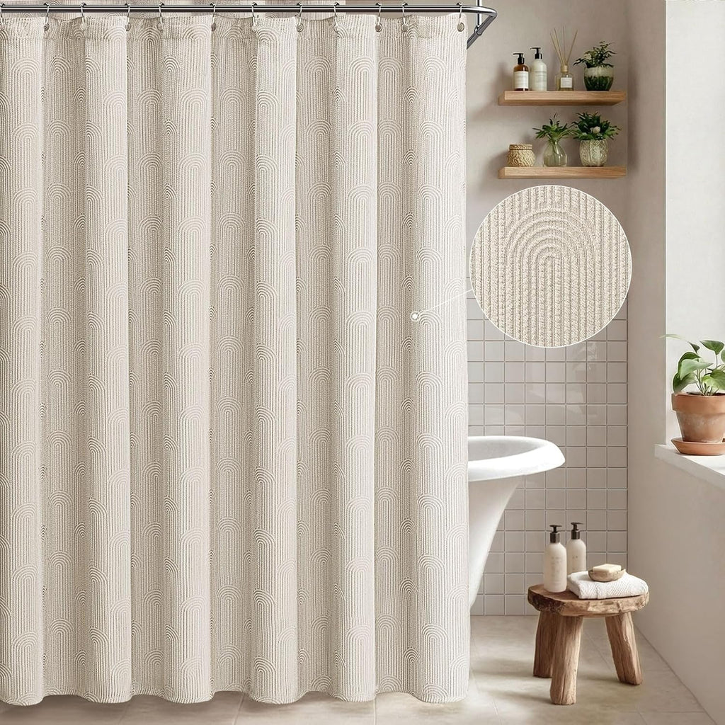 Cream Boho Cotton Shower Curtain Arch,72" W x 72" L | Minimalist Shower Curtain