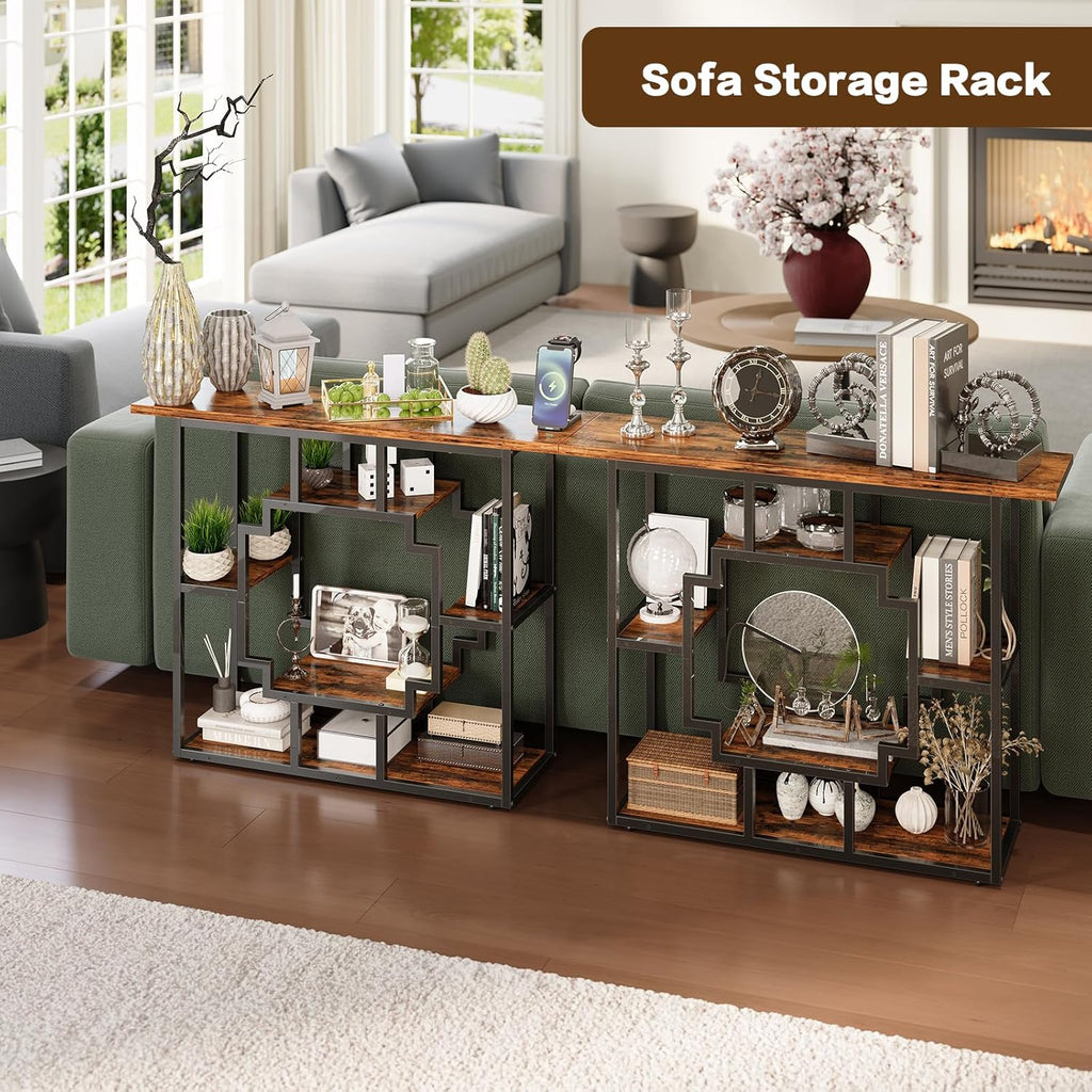 41.3 Inch Entryway Table, Narrow Console Table Behind Couch, Accent Sofa Table with Storage Shelves , Entrance