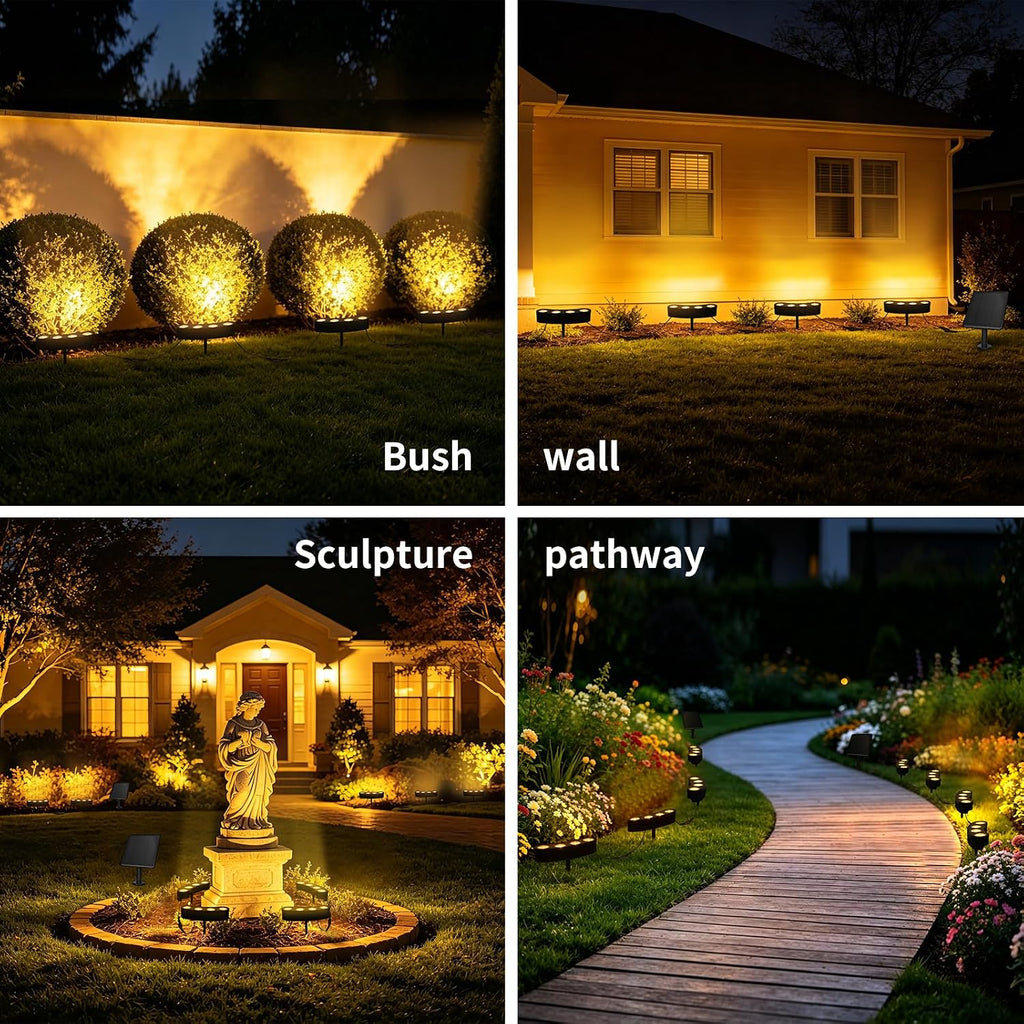 Solar Tree Lights, Upgraded Solar Spot Lights Outdoor, Warm White | 8.3*7.2in Large Solar Panel with USB Port, 16 COB