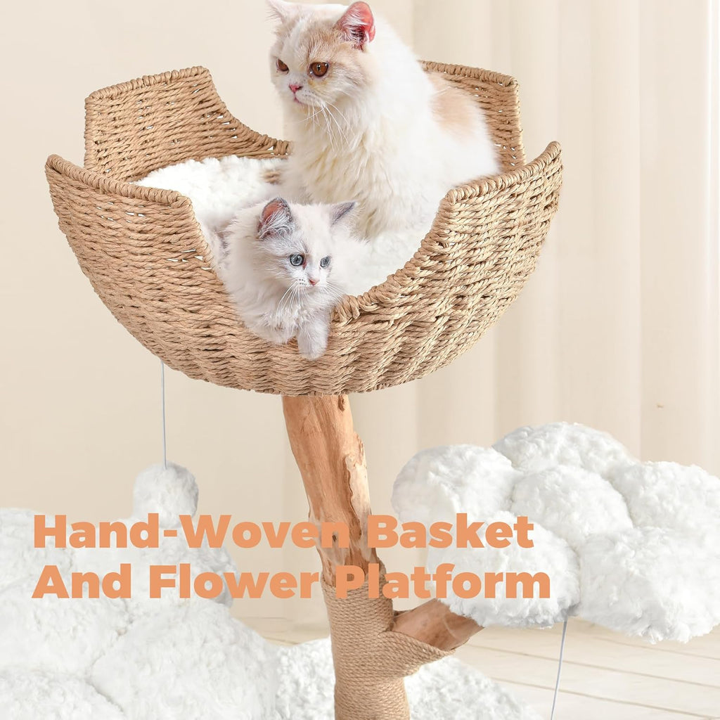 Modern Cat Tree, 40.5" Aesthetic Wood Cat Tree Tower for Large Cats