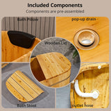 With Lid Japanese Soaking Tub Handcrafted Cedar Freestanding Wooden Bathtub Deep Soaking Tub Small Bathroom Tub Space