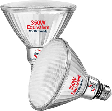 350 Watt Equivalent PAR38 LED Flood Light Bulb, Ultra Bright 5200 Lumens, Non-Dimmable, Full-Glass Outdoor Waterproof