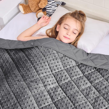 Grey Weighted Blanket 7lbs, 40"x60", Breathable Cooling Minky Heavy Throw Blanket for 60-90lbs, Soft Winter Thick Big