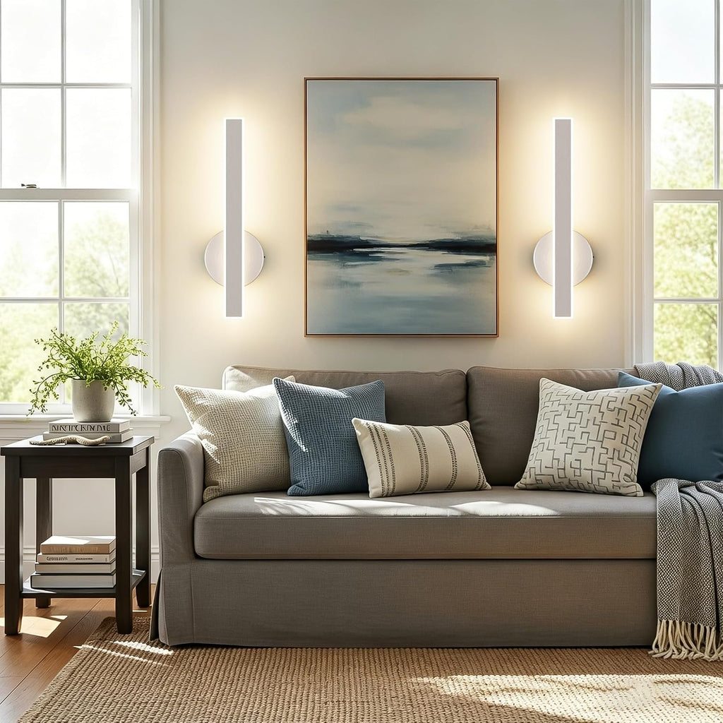 Brushed Nickel Wall Sconce Hardwired Modern LED 18W Wall Sconce Set of Two, 15.7Inches Wall Lights Bedroom Hallway