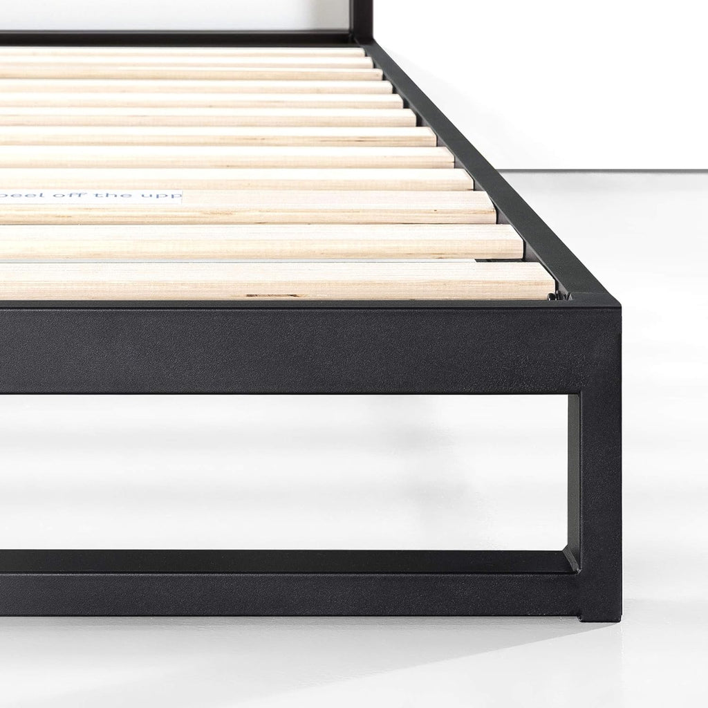 Trisha 7 Inch Metal Platform Bed Frame with Headboard, Wood Slat Support, No Box Spring Needed, Easy Assembly, Queen
