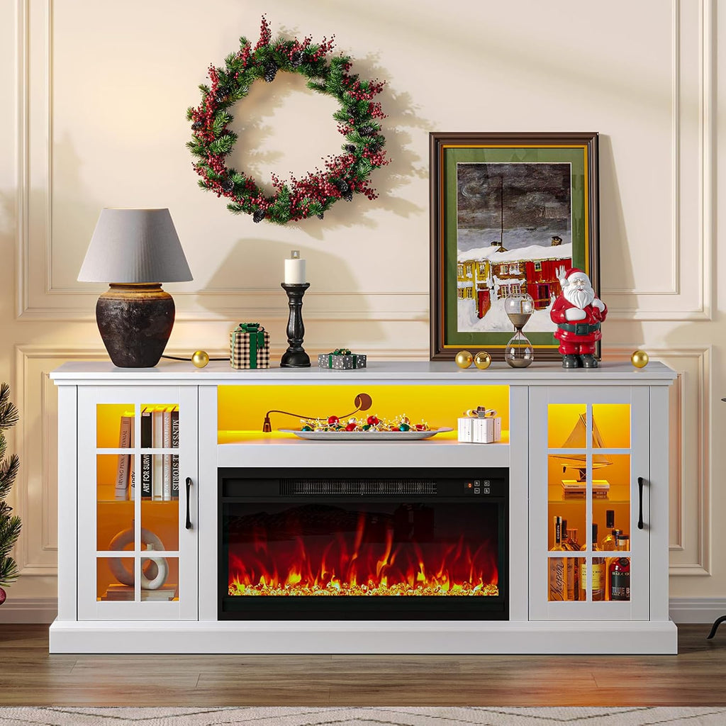Fireplace TV Stand with Led and Power Outlets