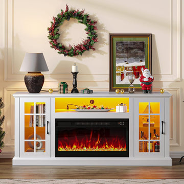 Fireplace TV Stand with Led and Power Outlets