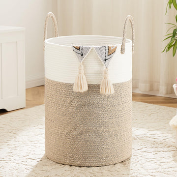 Laundry Basket,Woven Cotton Rope Laundry Hamper,60L for Decor Storage of Dirty Clothes,Toys and Blankets ,Baby Room