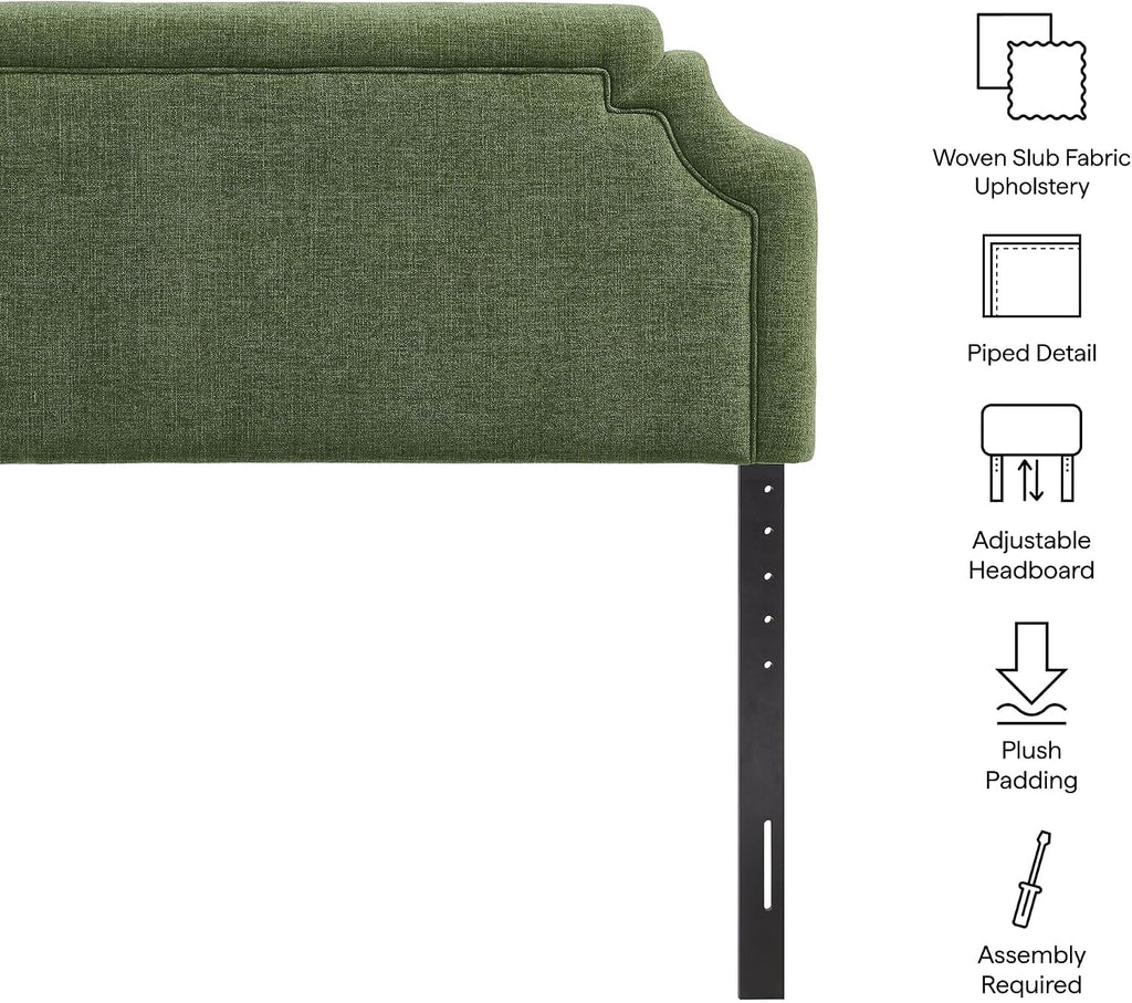 Queen Upholstered Fabric Headboard in Foliage - Padded Cushioned Headboard with Woven Heathered Upholstery