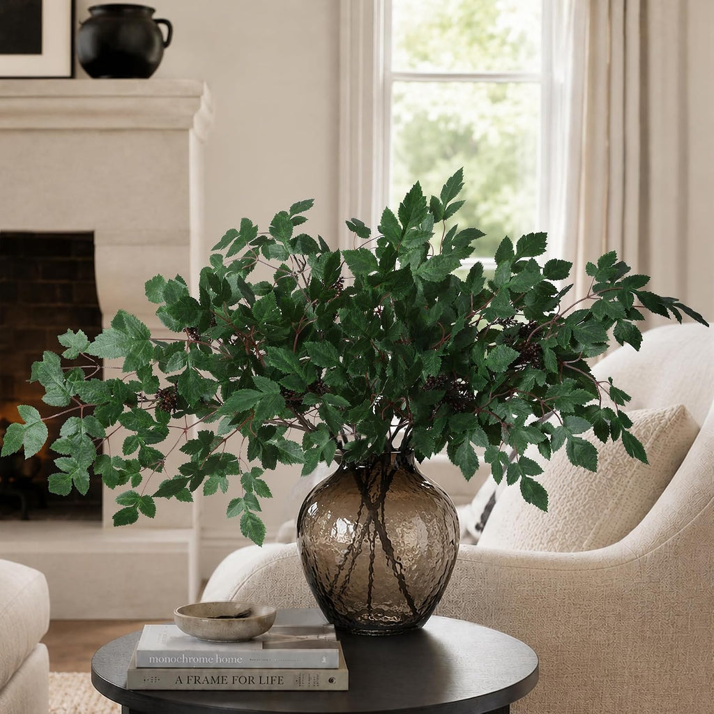 Artificial Cimicifuga Plant Leaf Spray Stems 4PCS Fake Greenery Branches 28.7 in Faux Leaves Real Touch Silk Plants