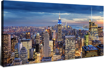 New York City Wall Art NYC Skyline Pictures Wall Decor Living Room Manhattan Skyline Poster Modern Skyscraper Canvas