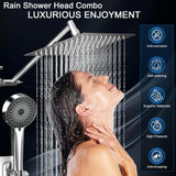 Shower Head, Rain Shower Head with Handheld Spray Combo, 10 Inch Adjustable High Pressure Rainfall Shower Head