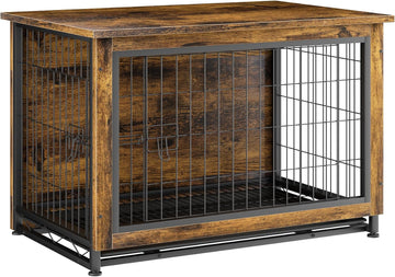 Dog Crate Furniture, Wooden Dogs Crate Table, Double-Doors Dog Furniture, Indoor Dog Kennel, Dog House, Dog