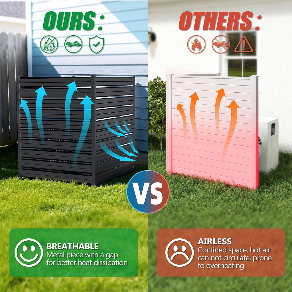 63" H x 38" W (1 Panel) Outdoor Privacy Screens, Air Conditioner Fence Metal Trash Can Privacy Fence Panels for