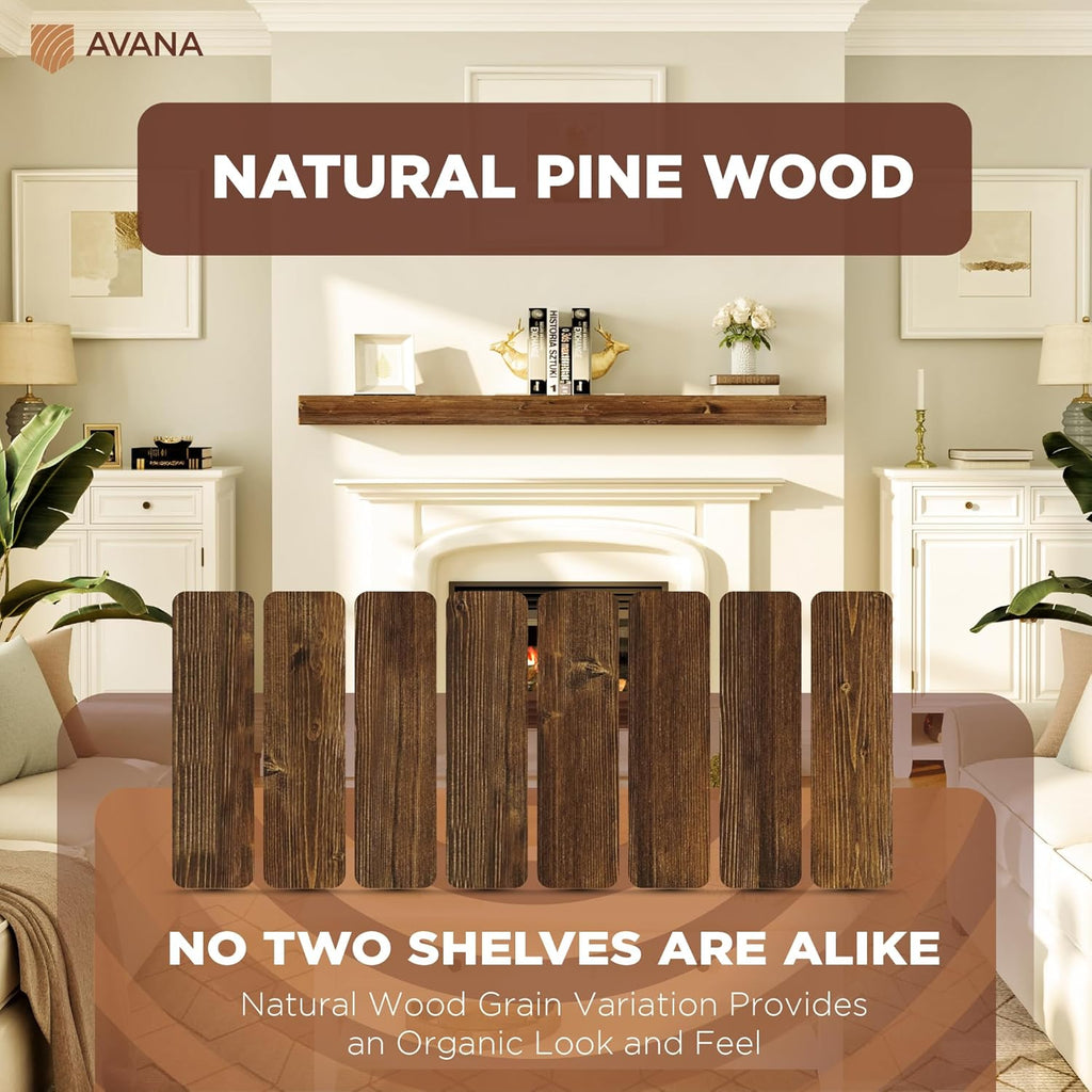 Wall-Mounted Mantles for Over Fireplace - Farmhouse Fireplace Mantle Shelves - Handcrafted Wood Fireplace Mantels