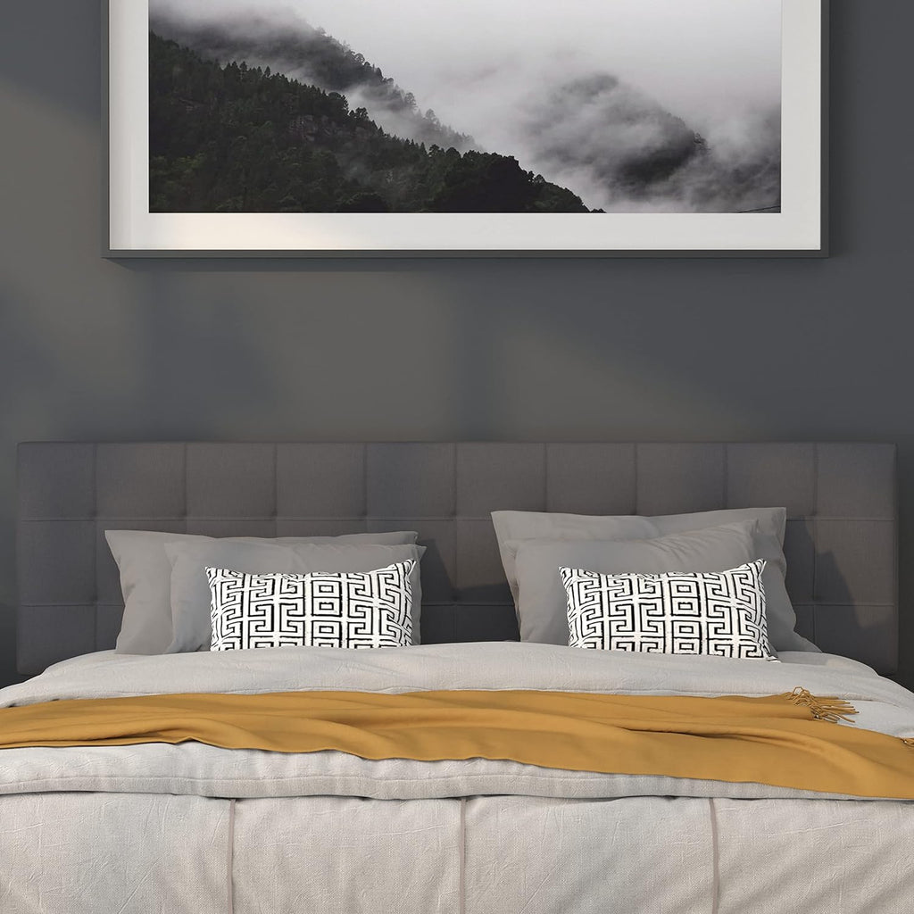 Bedford Tufted Upholstered King Headboard in Dark Gray Fabric