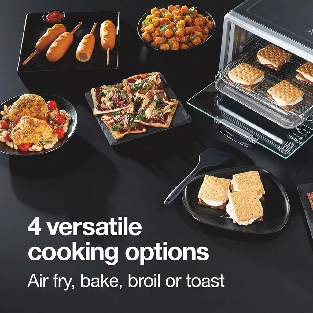 Simply-Crisp Air Fryer Toaster Oven Combo with 4-in-1 Functionality (Air Fry, Bake, Broil & Toast), 1200 Watts, Fits 4