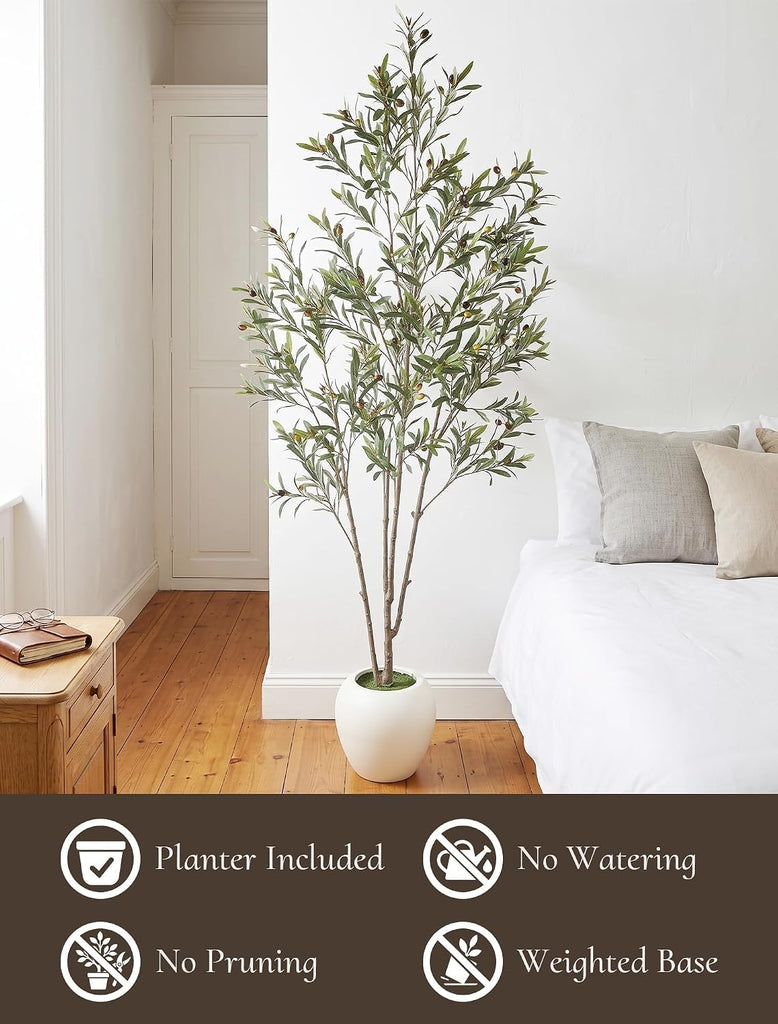 Olive Tree 7 ft with Large Pot: Tall Artificial Indoor Plants