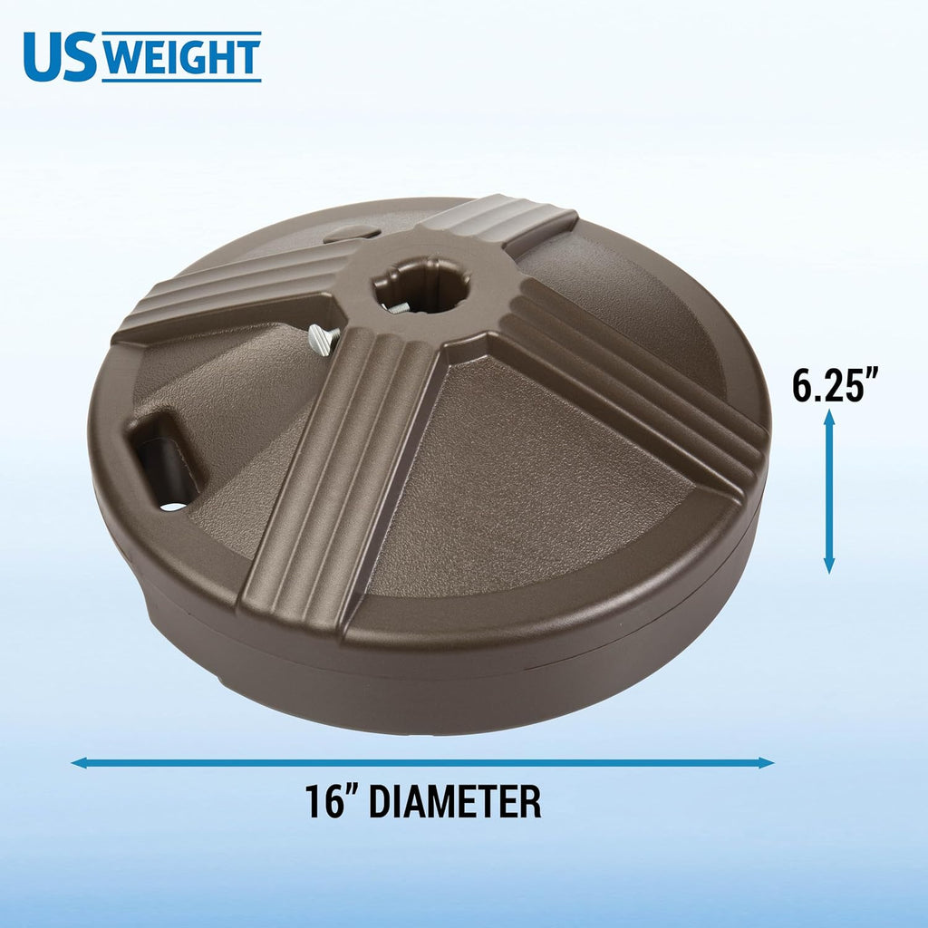 Durable 50 Pound Fillable Umbrella Base Designed to be Used with a Patio Table - Bronze