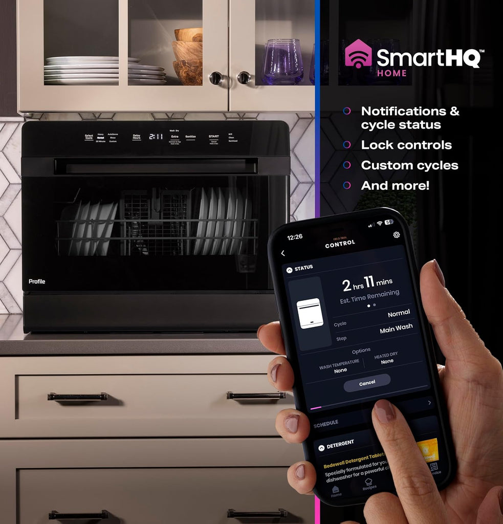 Countertop Dishwasher, 6 place settings, 6 wash cycles, WiFi Connected, with Built-In Capabilities