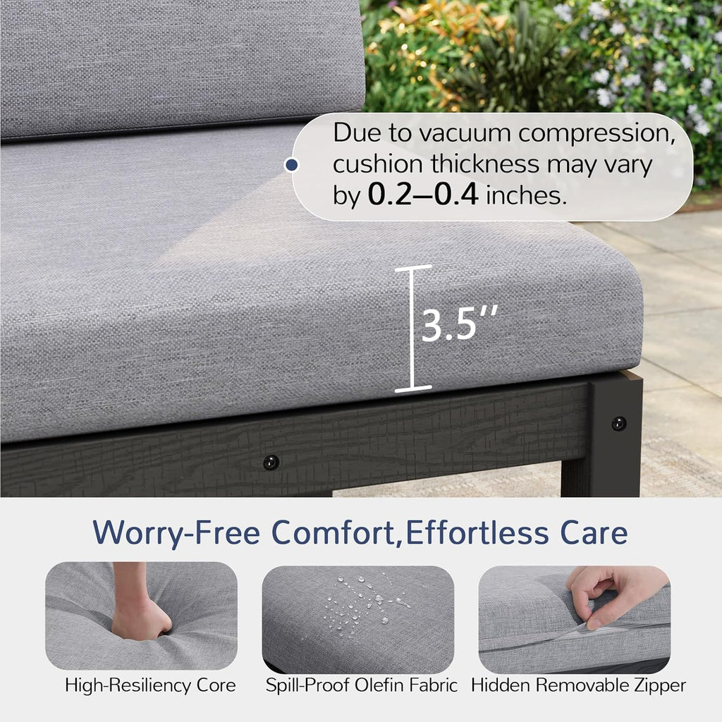 6-Piece Patio Sectional Sofa Set, Modular Outdoor Furniture Set - All-Weather Waterproof HIPS Frame & Quick-Dry