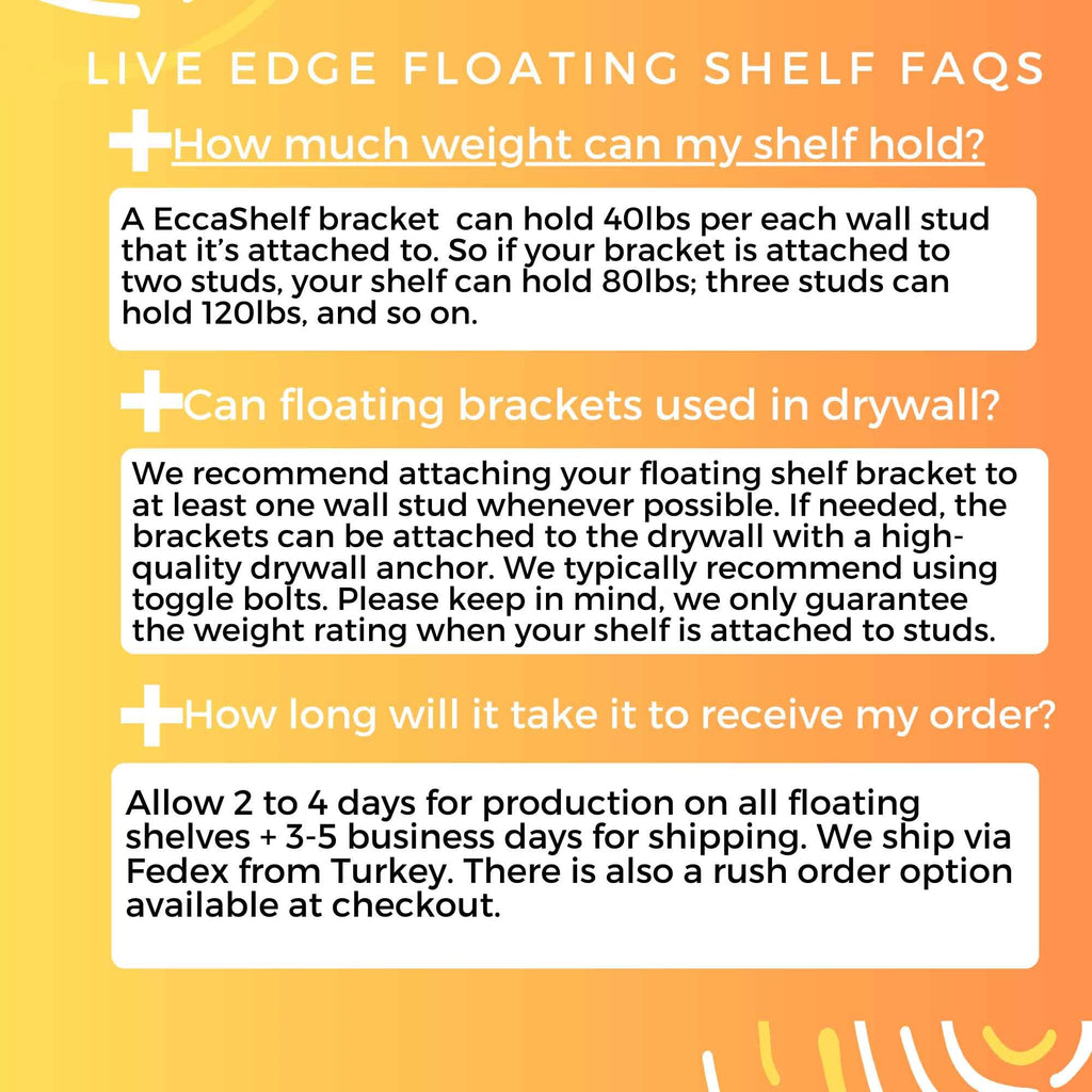 Live Edge Floating Shelves for Wall, Solid Wood Floating Shelf for Room Wall, Natural Wood Shelves, Floating Real